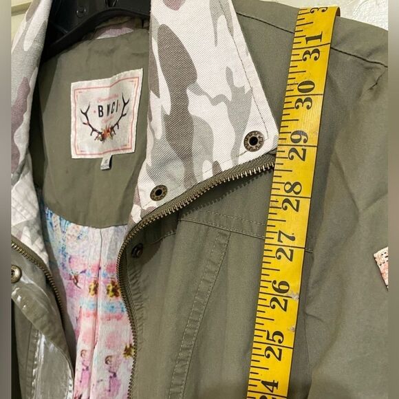 Anthropologie Army Green Chore Barn Jacket Funnel Neck Oversized Size X-Small - Picture 11 of 15